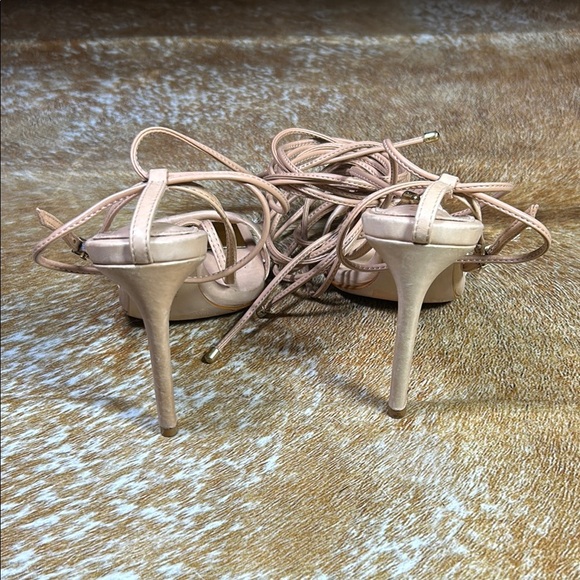 GUC SCHUTZ US 5.5B Tan Stiletto Heel Ankle Wrap Leather Stiletto Sandal Summer - Picture 6 of 15